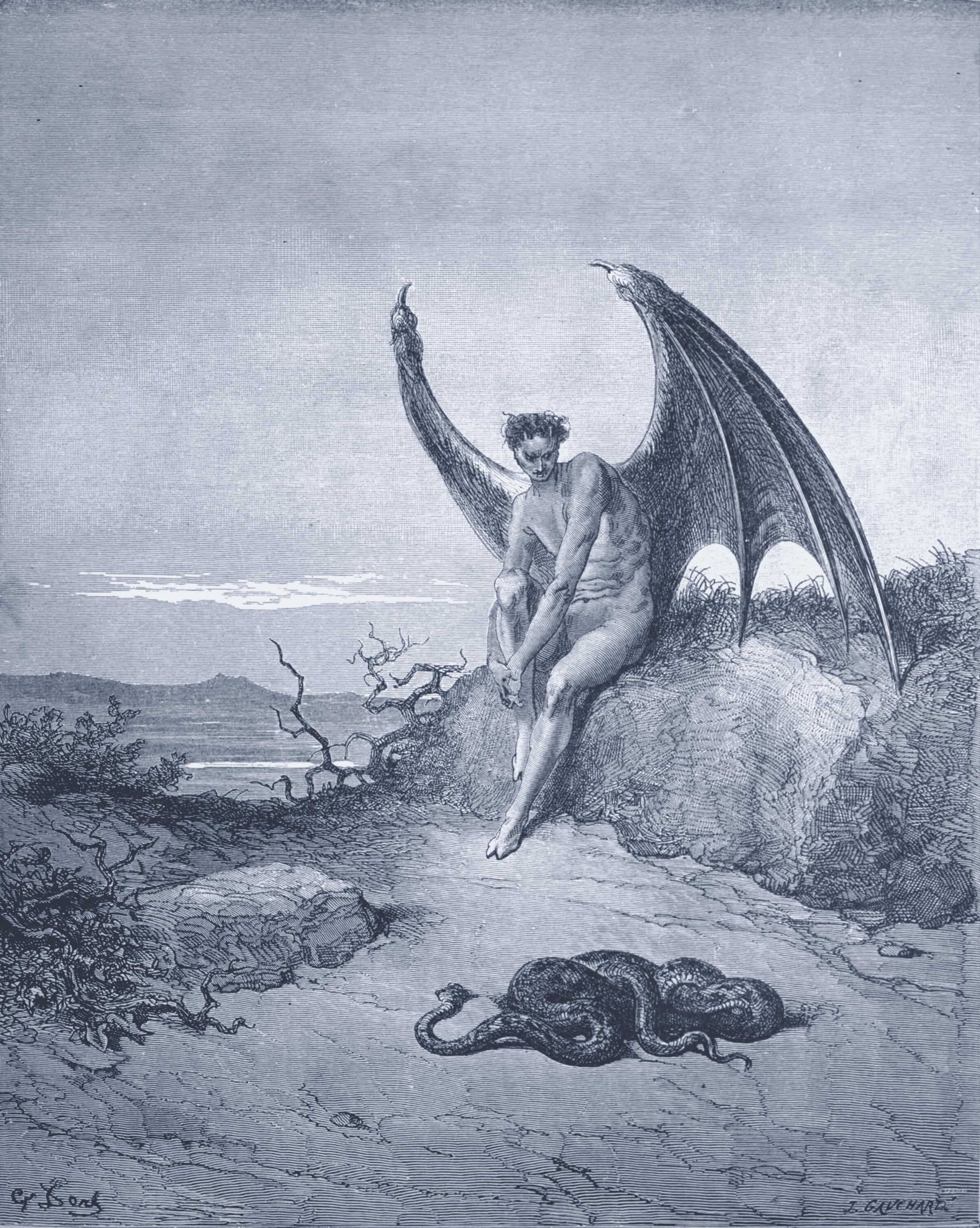 Gustave Doré engraving of a labyrinth — bounded regions where a name is visible